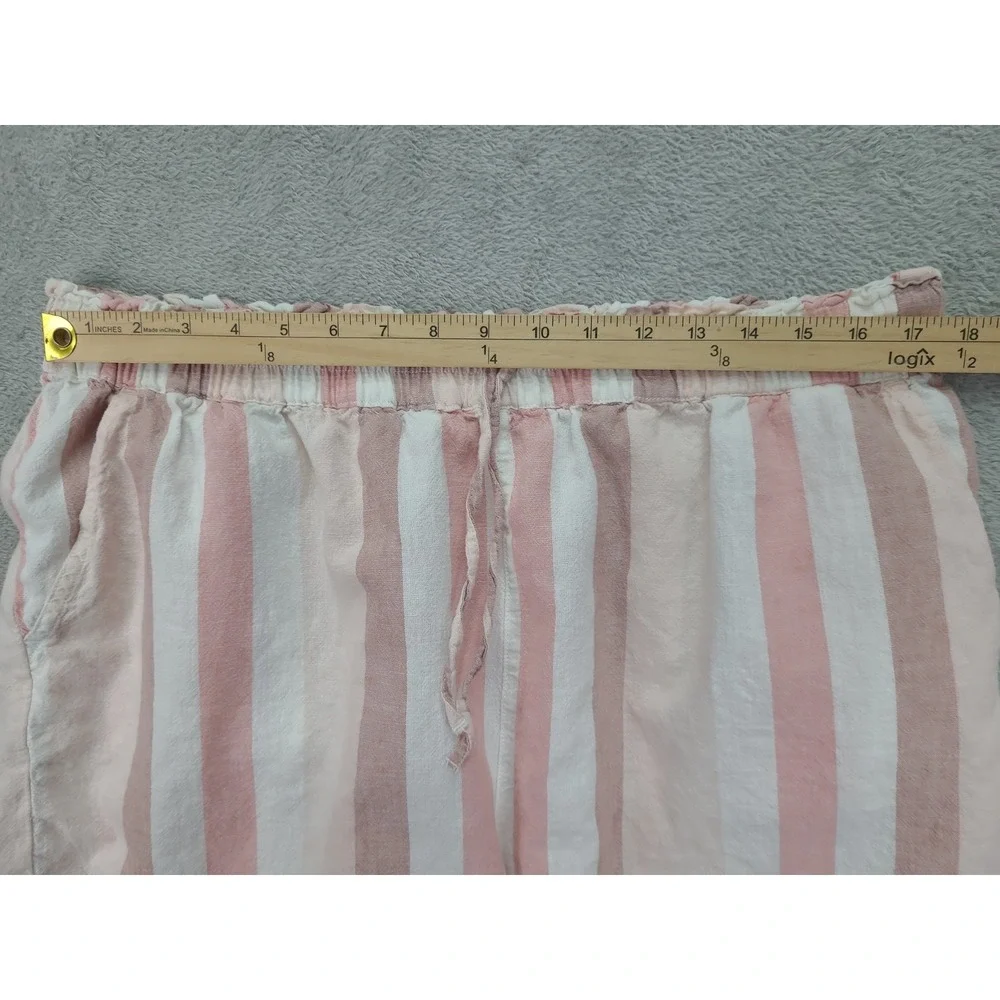 Beach Lunch Lounge Toney Shorts Size XL Linen Blend Stripe Drawstring Elastic‎
